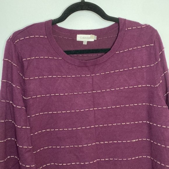 Calvin Klein Women Purple Crewneck Knit Layered Sweater Size Large - Picture 5 of 14